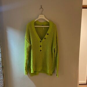 Free People V-Neck Lime Sweater